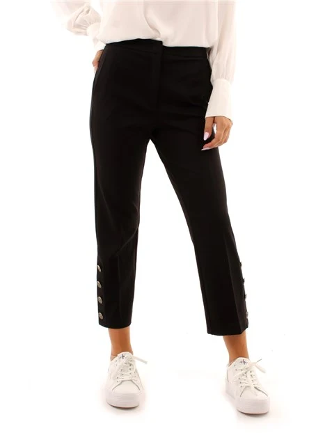PANTALONE CROPPED CON BOTTONI DONNA NERO