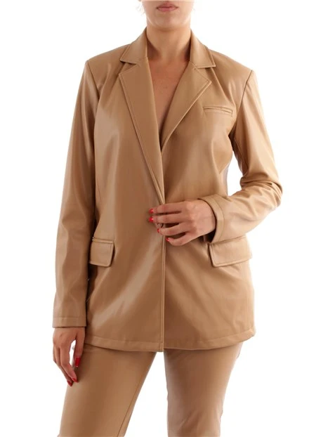 GIACCA BLAZER IN ECOPELLE DONNA BEIGE