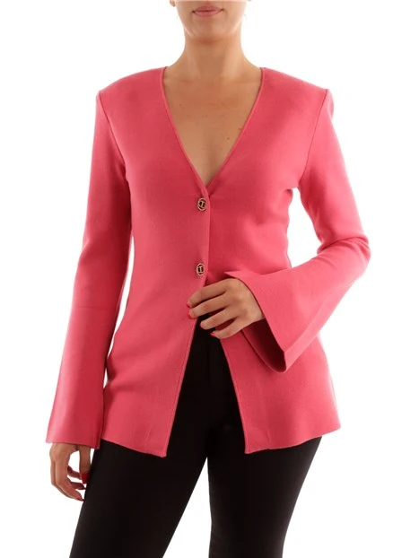 CARDIGAN CON SCOLLO A V DONNA ROSA