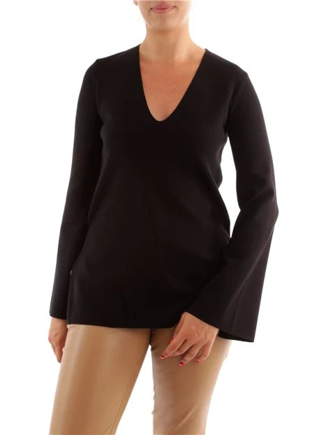 MAGLIA CON SCOLLO A V DONNA NERO