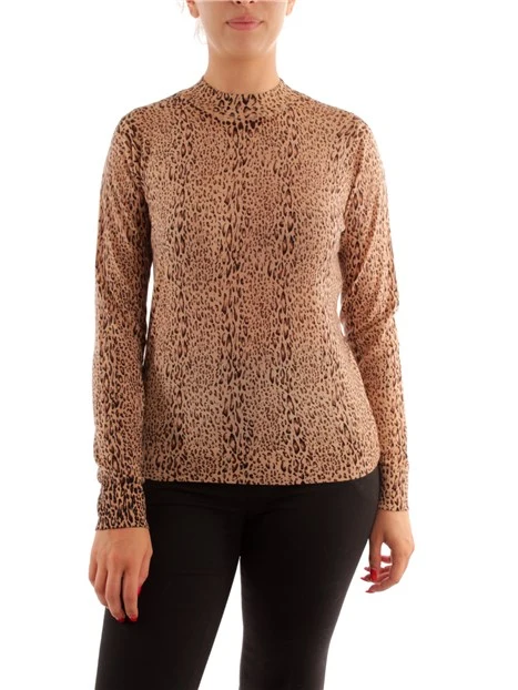 MAGLIA LUPETTO ANIMALIER DONNA MARRONE