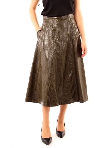 GONNA LUNGA EFFETTO PELLE DONNA VERDE