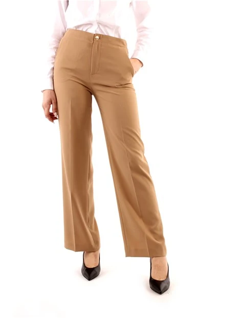 PANTALONI PALAZZO IN CREPE DONNA BEIGE