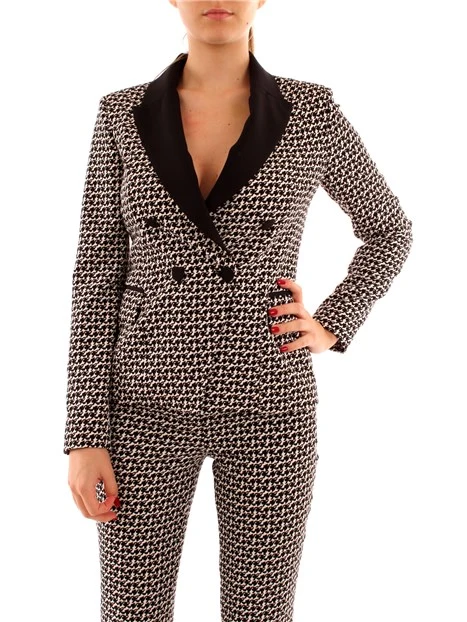 GIACCA BLAZER PIED DE POULE DONNA NERO