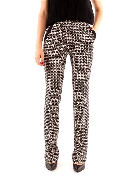 PANTALONI CHINO FANTASIA PIED DE POULE DONNA NERO