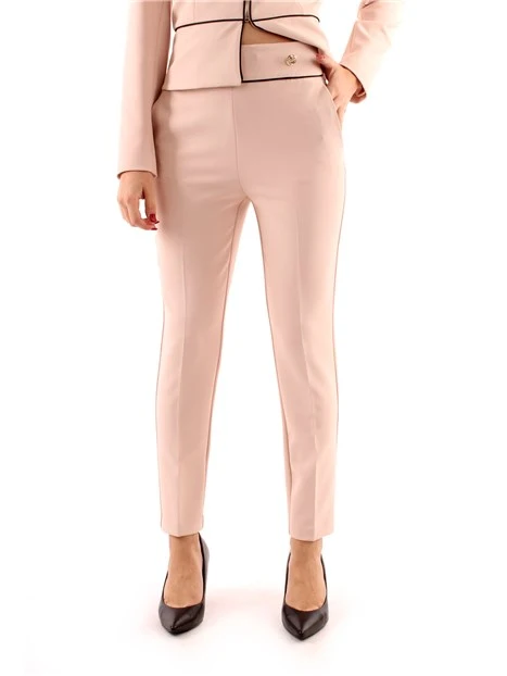 PANTALONI A SIGARETTA CON BOTTONI LOGATI DONNA ROSA