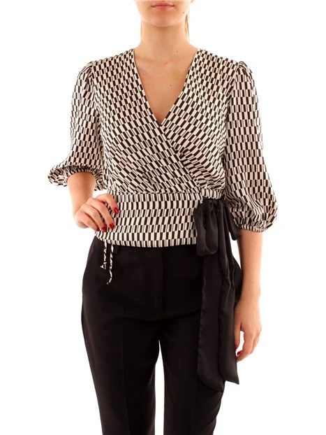BLUSA A FANTASIA CON FIOCCO DONNA BIANCO