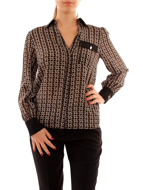 CAMICIA A FANTASIA IN SETA DONNA NERO