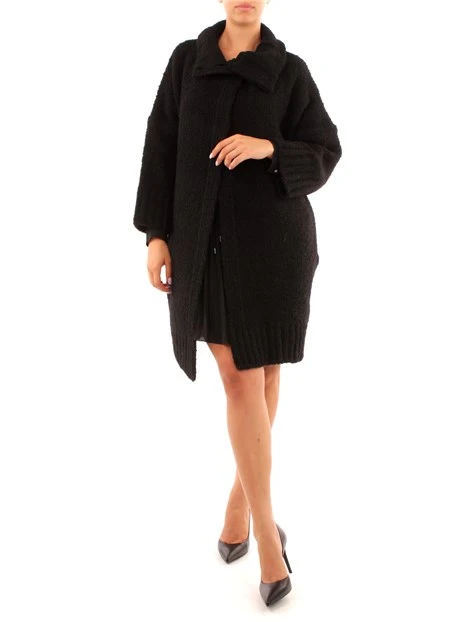 CAPPOTTO CON BOTTONI NASCOSTI DONNA NERO