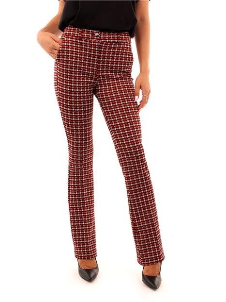 PANTALONE FLARED A FANTASIA GEOMETRICA DONNA ROSSO