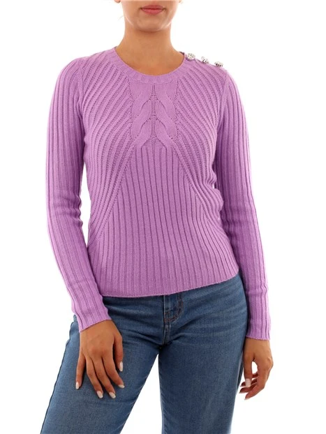 MAGLIA CON BOTTONI GIOIELLO DONNA LILLA