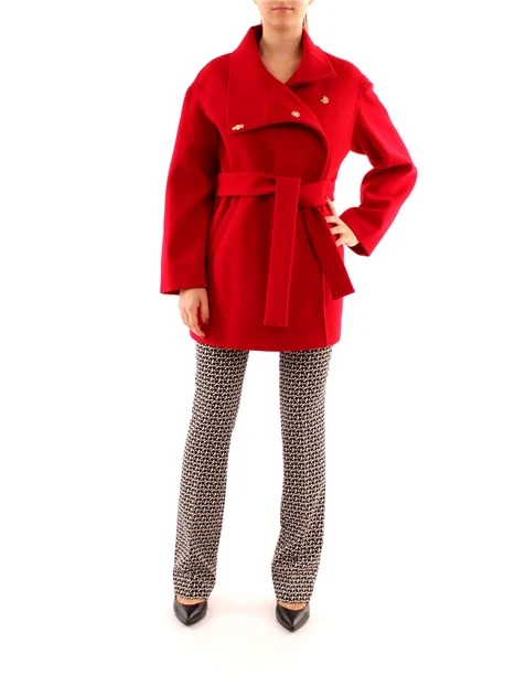 CAPPOTTO LUNGO IN PANNO DOPPIOPETTO DONNA ROSSO