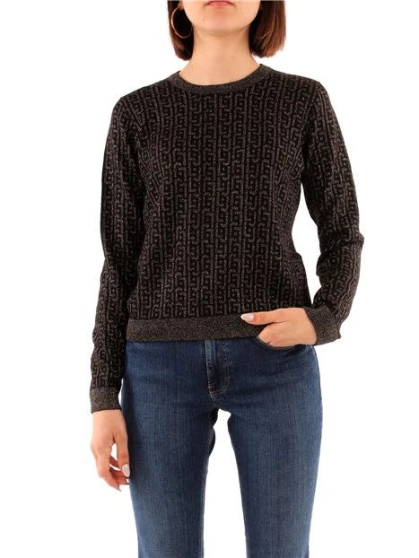 MAGLIA GIROCOLLO CON MOTIVO LOGATO DONNA NERO