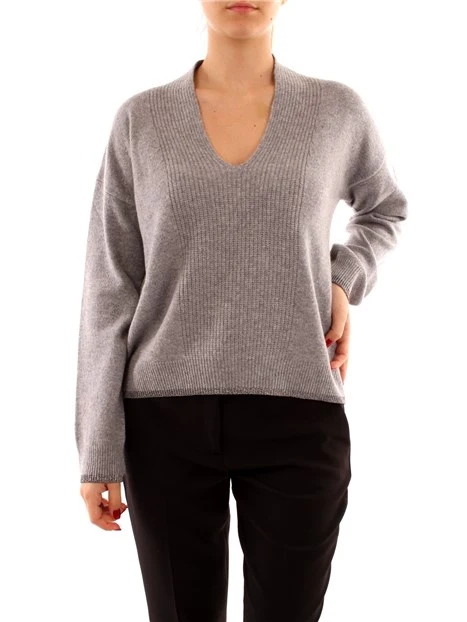 MAGLIA CON SCOLLO A V LIU JO BETTER DONNA GRIGIO