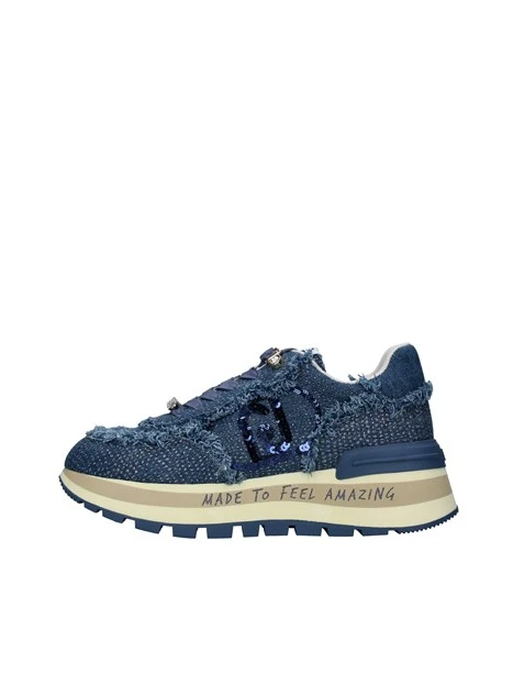 SNEAKERS IN JEANS CON FRASE MOTIVAZIONALE DONNA BLU