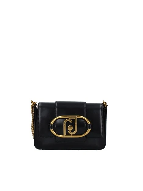 BORSA A SPALLA CON MANICO DORATO DONNA NERO