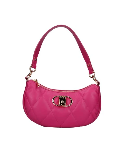 BORSA A SPALLA MEZZALUNA CON LOGO DONNA FUCSIA