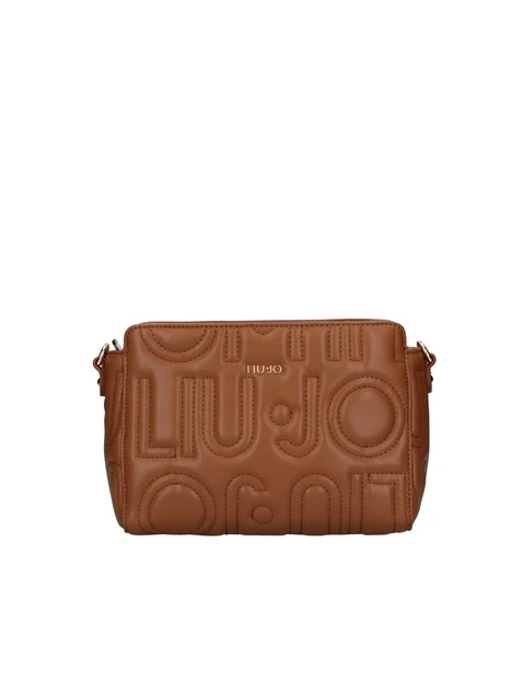 BORSA A TRACOLLA CON LOGO IMPUNTURATO DONNA MARRONE