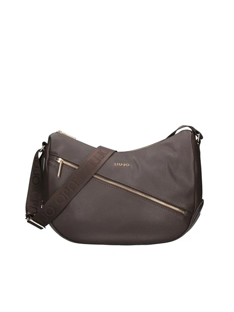 BORSA A TRACOLLA CON ZIP DIAGONALE DONNA MARRONE