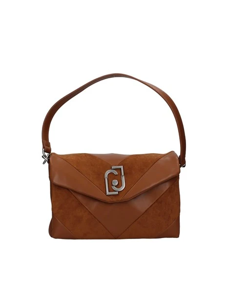 BORSA A SPALLA CON INSERTI IN CAMOSCIO DONNA MARRONE