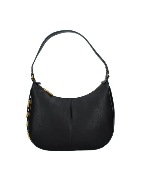BORSA A SPALLA CON LOGO LATERALE DONNA NERO