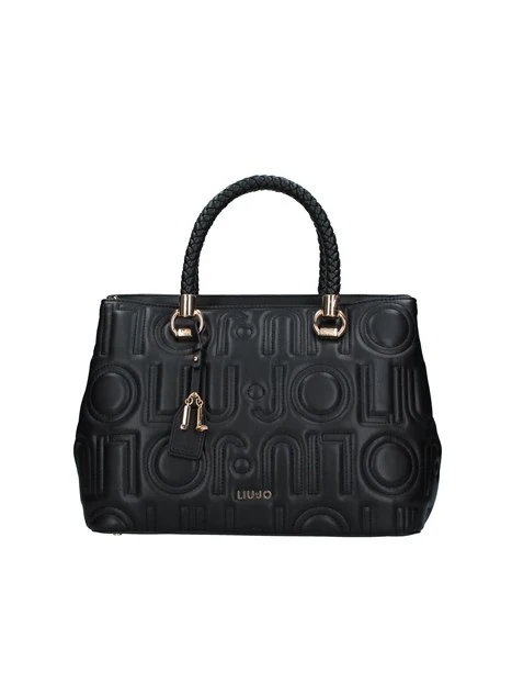 BORSA A MANO CON LOGO IMPUNTURATO DONNA NERO