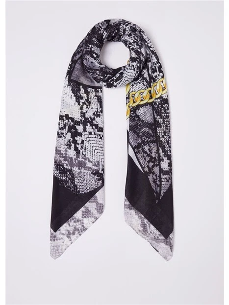 FOULARD PITONATO CON CATENA DONNA NERO