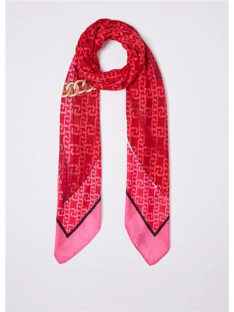 FOULARD CON LOGO E CATENA DONNA FUCSIA