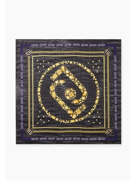 FOULARD PITONATO CON LOGO  DONNA NERO