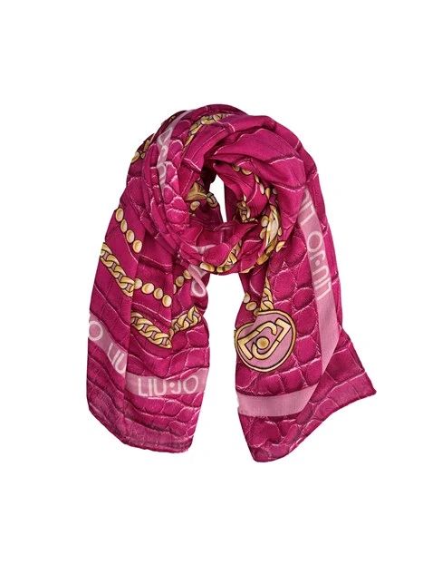 FOULARD PITONATO CON LOGO  DONNA FUCSIA