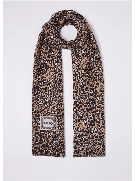 STOLA LEOPARDATA DONNA MARRONE