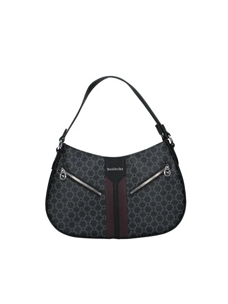 BORSA A SPALLA CON TASCHE DIAGONALI DONNA NERO