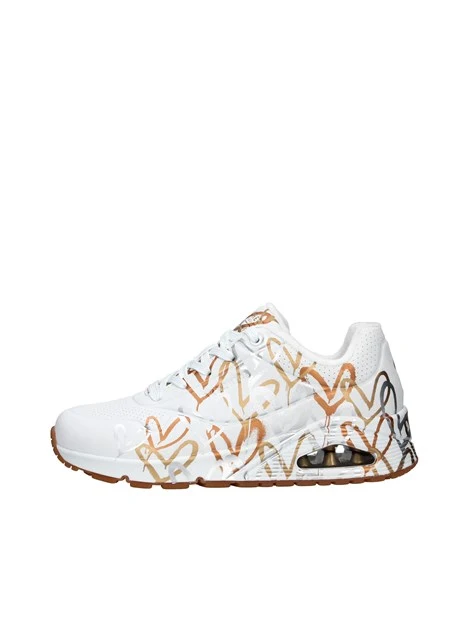 SNEAKERS UNO - METALLIC LOVE CON LACCI DONNA BIANCO