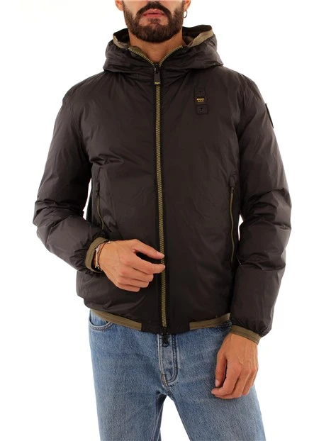 PIUMINO REVERSIBILE CON CAPPUCCIO UOMO NERO VERDE