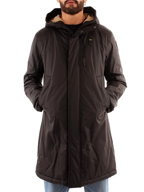 PIUMINO LUNGO CON INTERNO IN ECO-PELLICCIA UOMO NERO