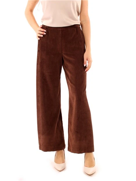 PANTALONE PALAZZO IN VELLUTO DONNA MARRONE