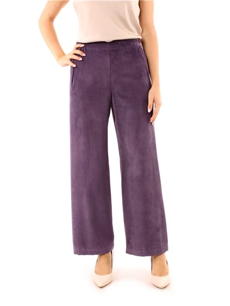 PANTALONE PALAZZO IN VELLUTO DONNA VIOLA