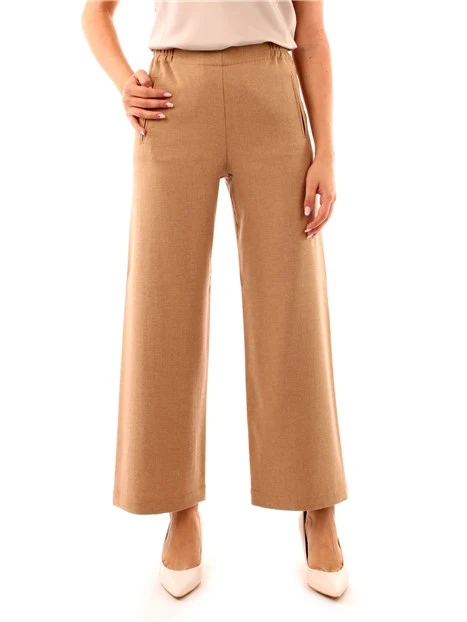 PANTALONI PALAZZO CON VITA ELASTICA DONNA BEIGE