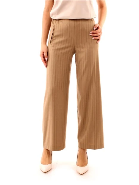 PANTALONI PALAZZO A RIGHE DONNA BEIGE