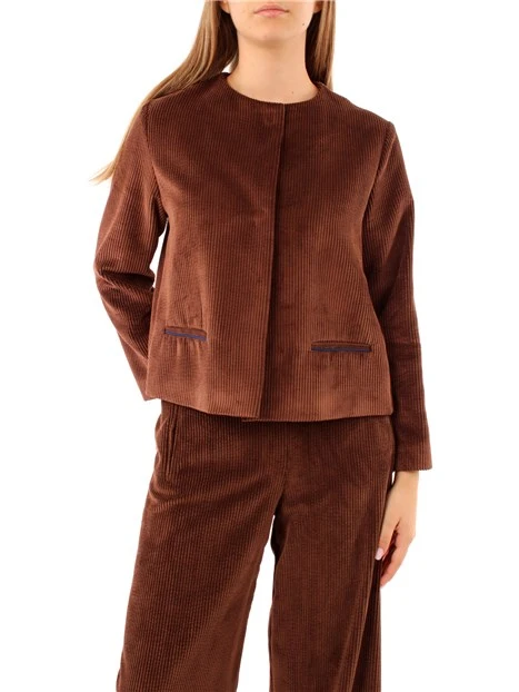 GIACCA CORTA IN VELLUTO DONNA MARRONE