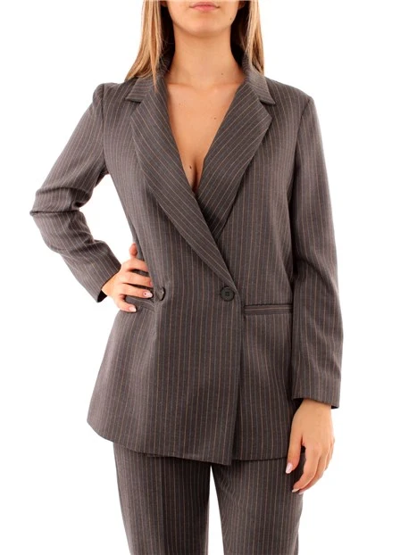 BLAZER DOPPIOPETTO A RIGHE DONNA GRIGIO