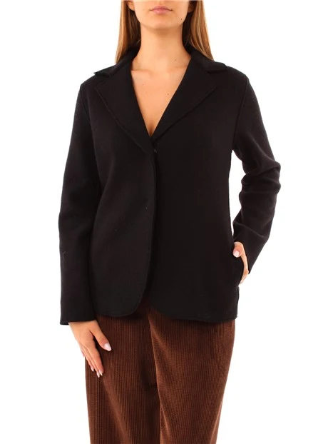 GIACCA CORTA IN MISTO LANA DONNA NERO