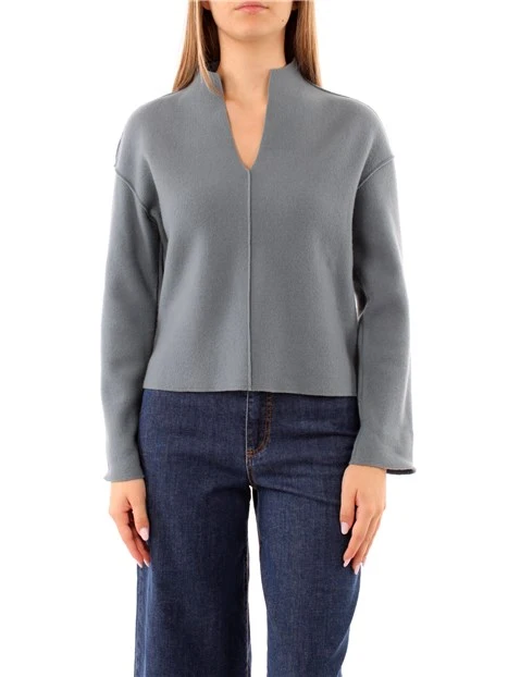 MAGLIA CON SCOLLO A V DONNA GRIGIO