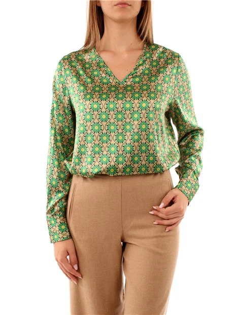 BLUSA A FANTASIA GEOMETRICA DONNA VERDE