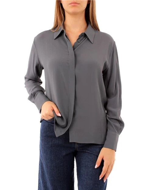 CAMICIA IN MISTO SETA CON BOTTONI NASCOSTI DONNA GRIGIO