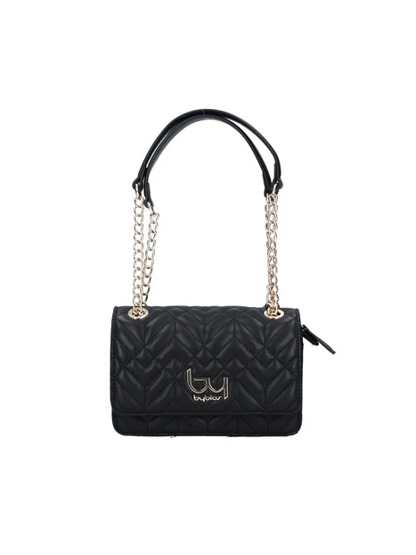 BORSA A SPALLA CON IMPUNTURE GEOMETRICHE DONNA NERO