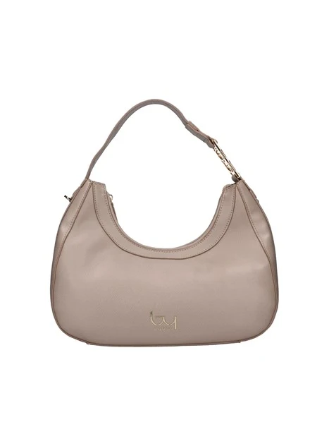 BORSA A SPALLA CON MANICO IN TESSUTO DONNA BEIGE