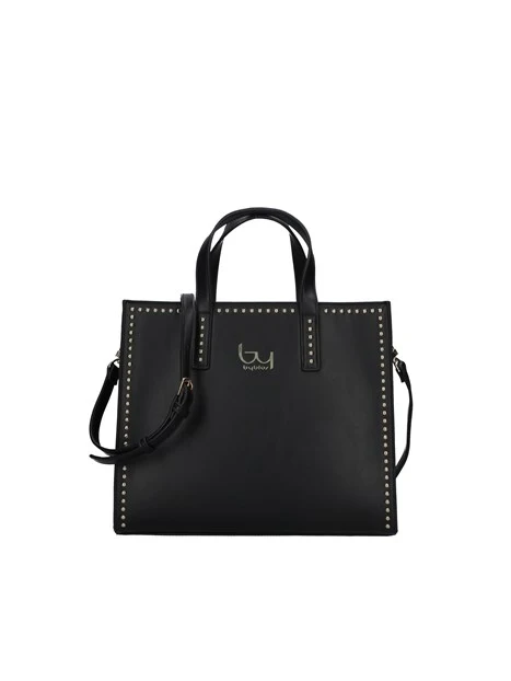 BORSA A MANO GRANDE CON BORCHIE DONNA NERO