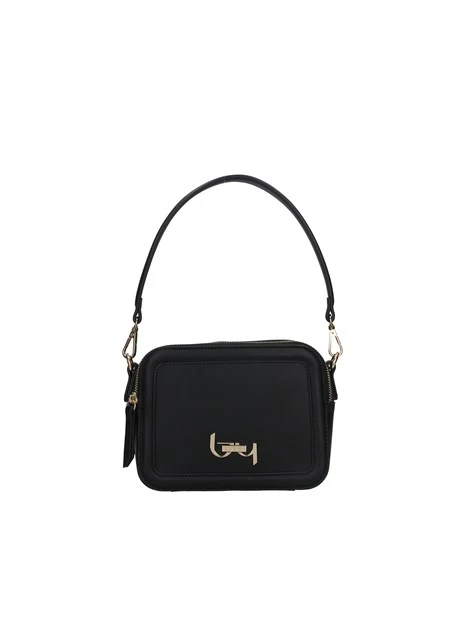 BORSA A SPALLA CON DOPPIA ZIP DONNA NERO