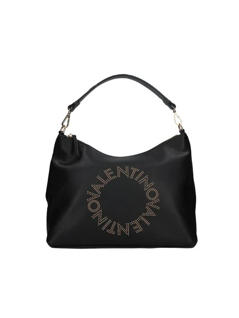 BORSA A SPALLA CON LOGO CIRCOLARE DONNA NERO
